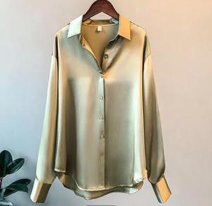 Kemeja Satin Kasual Lengan Panjang Vintage Terbaru untuk Wanita - Product Image 6
