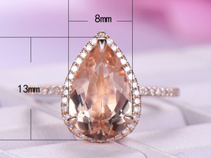 Anello di Fidanzamento Classico con Grande Goccia d'Acqua, Gioiello di Lusso Placcato in Oro Rosa per Donne - Product Image 5