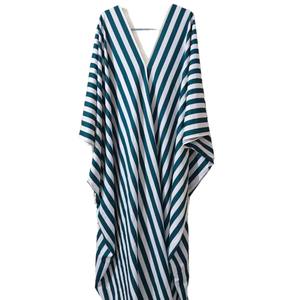 Robe élégante pour femmes, style décontracté européen et américain, ample, style paresseux, col en V profond, longue, rayée, antistatique, en stock - Product Image 6