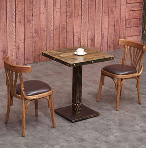 Vintage retrò <span class=keywords><strong>ristorazione</strong></span> ristorante set di mobili Coffee Shop in legno all'aperto fast food bar tavolo <span class=keywords><strong>e</strong></span> <span class=keywords><strong>sedie</strong></span> set - Product Image 3