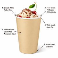 Gobelets en papier kraft marron en gros, 4 couleurs, jetables, pour desserts, glaces, collations et boissons, personnalisables avec logo pour cafés et fêtes