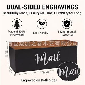 Wooden desktop storage box, home entryway <b>wall</b>-mounted mail and envelope box, office <b>desk</b> stationery and miscellaneous items - Product Image 5