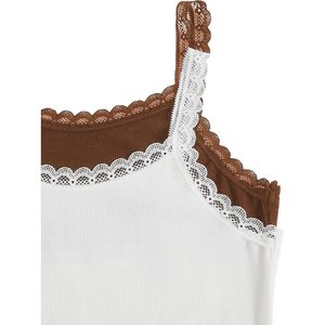 Camisetas sin mangas de encaje acanalado para mujer FOXA, top básico tipo camisola, paquete de 2, transpirable, de algodón y spandex - Product Image 5