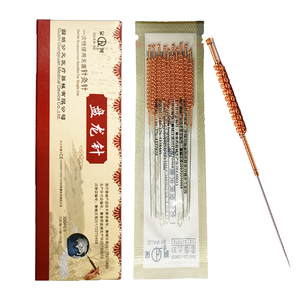 Agulhas descartáveis para acupuntura com alça espiral estéril QUAN HE, enrolamento manual feito à mão, anti-alergia, 100 unidades por caixa - Product Image 1