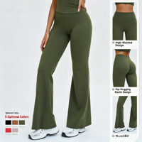 Leggings de yoga taille haute pour femme, couleur unie, longueur mollet, extensibles dans 4 directions, effet push-up, en Spandex/Nylon, légers et à séchage rapide