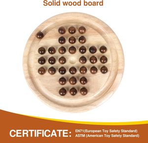 Juego de <span class=keywords><strong>solitario</strong></span> de madera, tablero de <span class=keywords><strong>solitario</strong></span> de clavija clásica, diseño de madera Premium, rompecabezas de estrategia de un solo jugador - Product Image 4