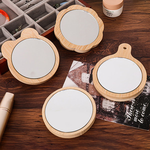Portable Bamboo <b>Vanity</b> <b>Mirror</b> Mini Round <b>Makeup</b> <b>Mirror</b> With Glass Lens For Travel And Gift - Product Image 2