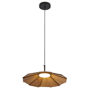 Fan Shaped Walnut Wood Chandelier <b>Led</b> <b>Light</b> Warm <b>Light</b> Home Restaurant Tea Room Zen Style Single Head Pendant Lamp - Product Image 5