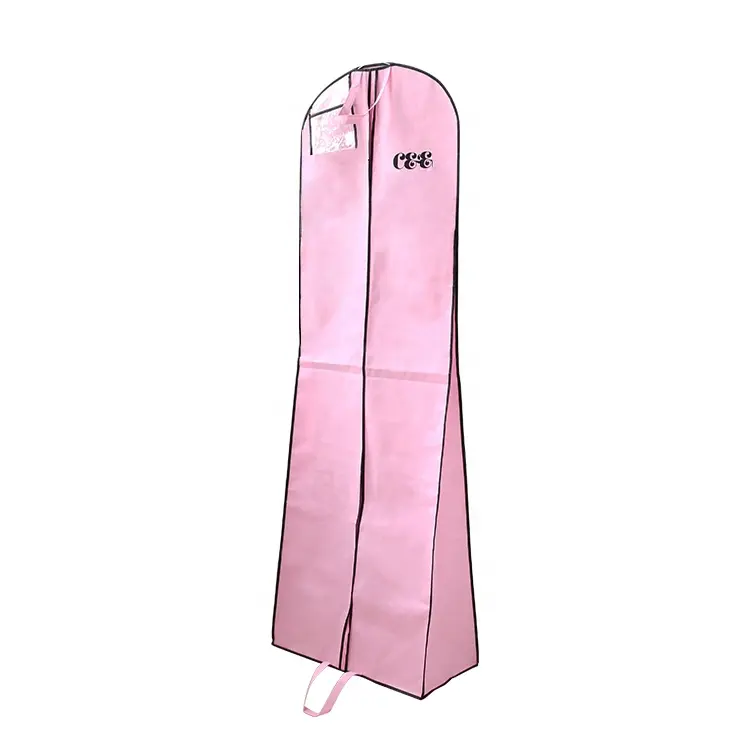 Sacchetto della polvere della copertura del vestito dell'indumento della borsa del vestito da sposa rosa stampato Logo personalizzato riutilizzabile