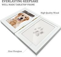 Kit de pâte à modeler écologique pour empreintes de pattes de chien, cadre photo commémoratif pour animaux de compagnie avec breloques