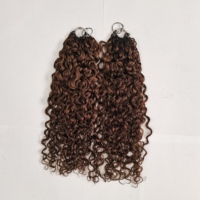 Extensions de cheveux humains au crochet avec plumes, colorées # Extensions de cheveux bouclés Pixie Burmese Deep Wave 4, couleur piano, invisibles pour tressage