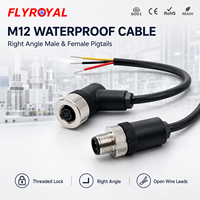 Câble Pigtail M12 à Angle Droit, Connecteur Étanche Mâle-Femelle sur Mesure avec Fils Ouverts pour Équipement d'Automatisation et Capteurs