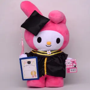 35cm Cute Graduation Plush Toy Melody Cinnamorolled Kuromi Anime Figure Plush Doll Bachelor's Clothing doctoral Hat Toy