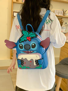 حقيبة ظهر بتصميم جديد للبيع بالجملة من المصنع ، حقيبة ظهر محشوة بغرزة ليلو زرقاء ، حقيبة ظهر قطيفة للمدرسة وروضة الأطفال برسوم كرتونية - Product Image 5