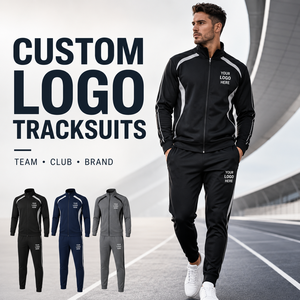 Survêtement personnalisé avec logo pour homme, ensemble d'entraînement à fermeture éclair intégrale, 95% polyester, 5% élasthanne, tenue de jogging, vêtements de sport pour équipe et club, OEM ODM - Product Image 1