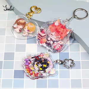 Jinlei Acrylic Keychain Anime Hologram Broken Glass Acrylic Charm Custom Printed Acrylic Keychain Custom Logo