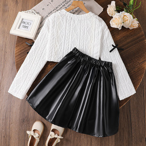 Ensemble de Vêtements pour Filles de 8-12 <span class=keywords><strong>Ans</strong></span>, Nouvelle Collection Automne 2025, Haut à Manches Longues et <span class=keywords><strong>Jupe</strong></span> Deux Pièces, Doux, Élégant et Nœud Papillon - Product Image 2