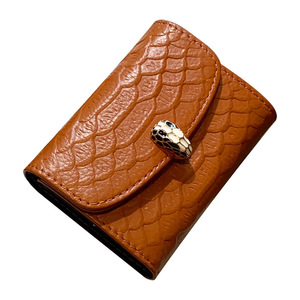 Portefeuille compact en cuir véritable à motif serpent de luxe, avec plusieurs emplacements pour cartes, mini porte-cartes de crédit pour femmes, vente en gros - Product Image 4
