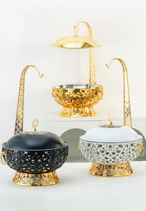 Réchaud Suspendu Doré de Luxe pour Buffet d'Hôtel | Chauffe-Plat Libre-Service en Acier Inoxydable avec Réchaud à Alcool - Product Image 6