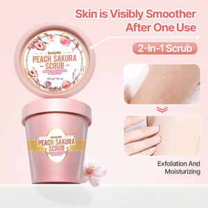 Bodylife Peach Sakura <span class=keywords><strong>Scrub</strong></span> esfoliante sbiancante idratante <span class=keywords><strong>Scrub</strong></span> corpo che leviga e alleggerisce la pelle delicata e delicata - Product Image 2