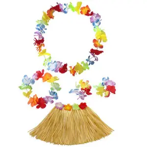 Комплект гавайской юбки Hula, комплект из 4 предметов для Гавайской вечеринки, танцевальные юбки для Гавайской вечеринки, 2020