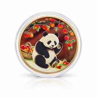 Pièce de monnaie commémorative Panda géant 2026 en métal plaqué argent couleur 3D avec boîtier de présentation en acrylique