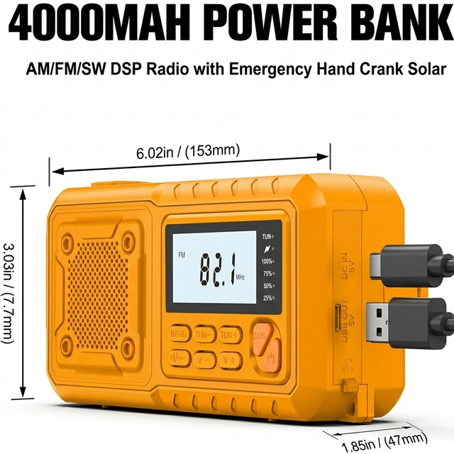 Emergency Dynamo Crank Noaa Solar Radio ,Weather Radio With Battery,SOS Flashlight,lamp,Power Bank for Outdoor and Survival Use