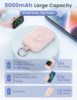 Batterie externe ultra-portable 5000 mAh pour Apple Watch et iPhone, chargeur de voyage haute capacité avec câbles intégrés