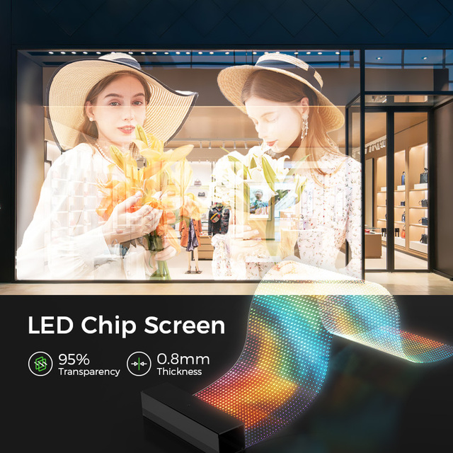 P3.75 Flexible 3D Transparent LED Display Retail Shopping Window Advertising Film 3D Content LED Display Screen Supplier