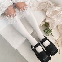 Nouvelles chaussettes plissées en dentelle grande taille pour filles, en coton, style Lolita, mignonnes, pour femmes, chaussettes hautes tutu 2026