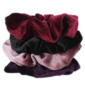 Coleteros de terciopelo con cremallera de color liso, accesorios para el cabello con bolsillo con cremallera, para moños y coletas - Product Image 4