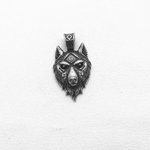 Yunnique – collier avec pendentif tête de loup en acier inoxydable, bijoux unisexes du zodiaque animal, style européen et américain, pendentif rétro à la mode - Product Image 5