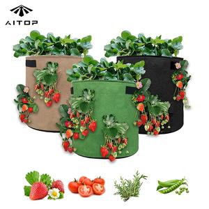 กระถางปลูกต้นไม้แบบผ้าไม่ทอ ขนาด 10 แกลลอน ยี่ห้อ Aitop OEM ผลิตตามขนาดที่ต้องการ ใช้ซ้ำได้ เป็นมิตรกับสิ่งแวดล้อม เหมาะสำหรับปลูกพืชกลางแจ้ง ถุงปลูกสตรอว์เบอร์รี่แบบผ้าสักหลาด - Product Image 2