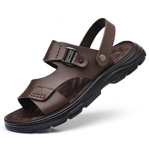 Sandales d'été pour hommes, à bout ouvert, semelle en caoutchouc, décontractées, à enfiler, couleur unie, confortables, pour la conduite - Product Image 5