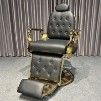 Fauteuil de Barbier Inclinable Haut de Gamme, Design Rétro 'Oil Head', Style Américain, Matériau PVC, pour Salon de Coiffure et Usage Commercial