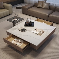 Table basse carrée haut de gamme pour salon de luxe, en bois massif noir finition ardoise, nouvel accessoire pour la maison