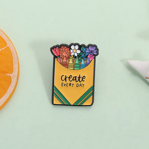 Broches de Esmalte con Impresión UV, Hermosos Diseños Florales y de Crayón, Insignias para Camisas y Solapas, Joyería de Moda, Regalo al por Mayor - Product Image 2