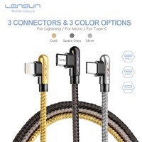 LENSUN kabel Data mikro Tipe C logam, kabel pengisian daya Cepat USB C logam untuk iOS Tipe C