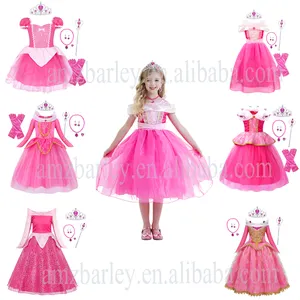 अरोड़ा राजकुमारी लड़कियों कॉस्टयूम Cosplay फैंसी ड्रेस बच्चों के लिए जन्मदिन की पार्टी नृत्य गाउन कपड़े अप छुट्टी वेशभूषा 5pcs