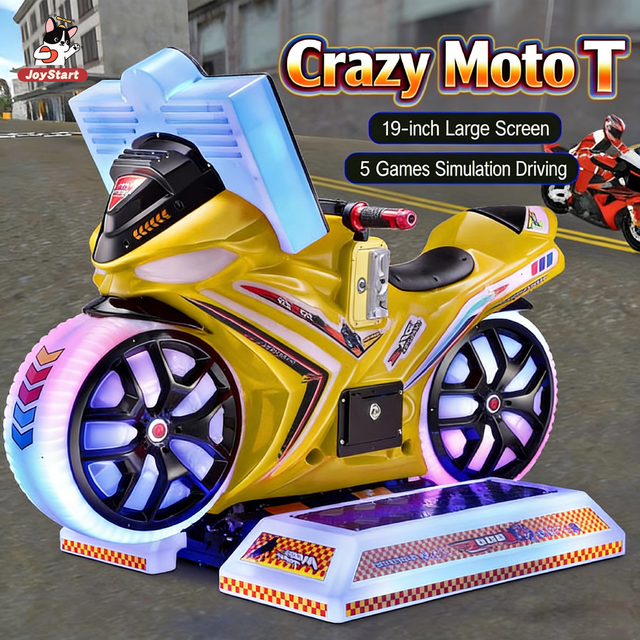 Crazy Motorcycle Rocking Ride Kids Coin Operated Game Machine Racing Arcade Simulator Interactive Parent Child Metal 1 Year