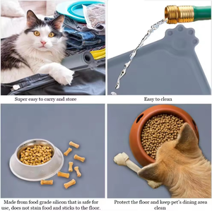 Tapis de nourriture pour animaux de compagnie en silicone moderne, durable, imperméable et antidérapant, tapis de voyage pour l'alimentation, tapis de table, plateau pour chiens et chats - Product Image 2