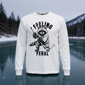 Camiseta de manga larga Feeling Feral Raccoon Hockey, unisex, para adultos, cuello redondo, talla mediana - Product Image 3