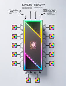 Hub de ventilateurs ARGB PWM upHere 12 ports, contrôleur RGB 5V 3 broches + PWM 4 broches, alimentation SATA, télécommande, hub de ventilateurs PC magnétique - Product Image 2