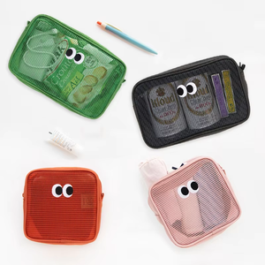 Custom <strong>Small</strong> Cosmetic Case Funny Cartoon Eyes Printed Fashion Style <strong>Makeup</strong> <strong>Bag</strong> Zipper Closure Made Canvas Leather Cotton Gift - Product Image 4