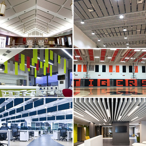 Aluminum Framed Sound Absorbers Rectangle Glass Wool Hanging Acoustic Panels For Exhibition Halls Stadiums Auditoriums Ceiling - Product Image 1