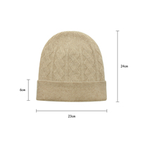 Bonnet en tricot torsadé marron clair pour femme, doux et chaud, avec revers côtelé, idéal pour l'hiver et le quotidien