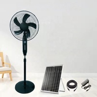 Ventilateur sur pied rechargeable solaire de 16 pouces, longue autonomie, avec panneau solaire et lumière LED