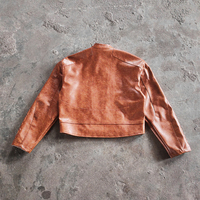 Blouson court en cuir véritable de mouton style streetwear vintage pour l'hiver, veste de motard en cuir gaufré, fabricant sur mesure