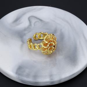 Jxx Wholesale Women's 24K Gold Plated Simple Charm Jewelry <b>Set</b> Flower Pattern Open <b>Bangle</b> Ring for Weddings Parties Gift Giving - Product Image 3