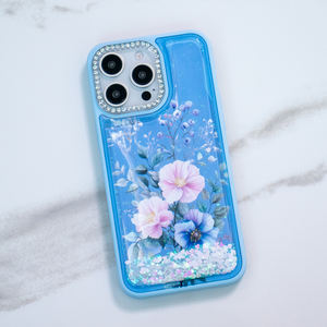 Nouvelle coque de téléphone pour <span class=keywords><strong>Realme</strong></span> C75 avec motif floral de diamant scintillant, sable liquide, paillettes, pour filles - Product Image 1